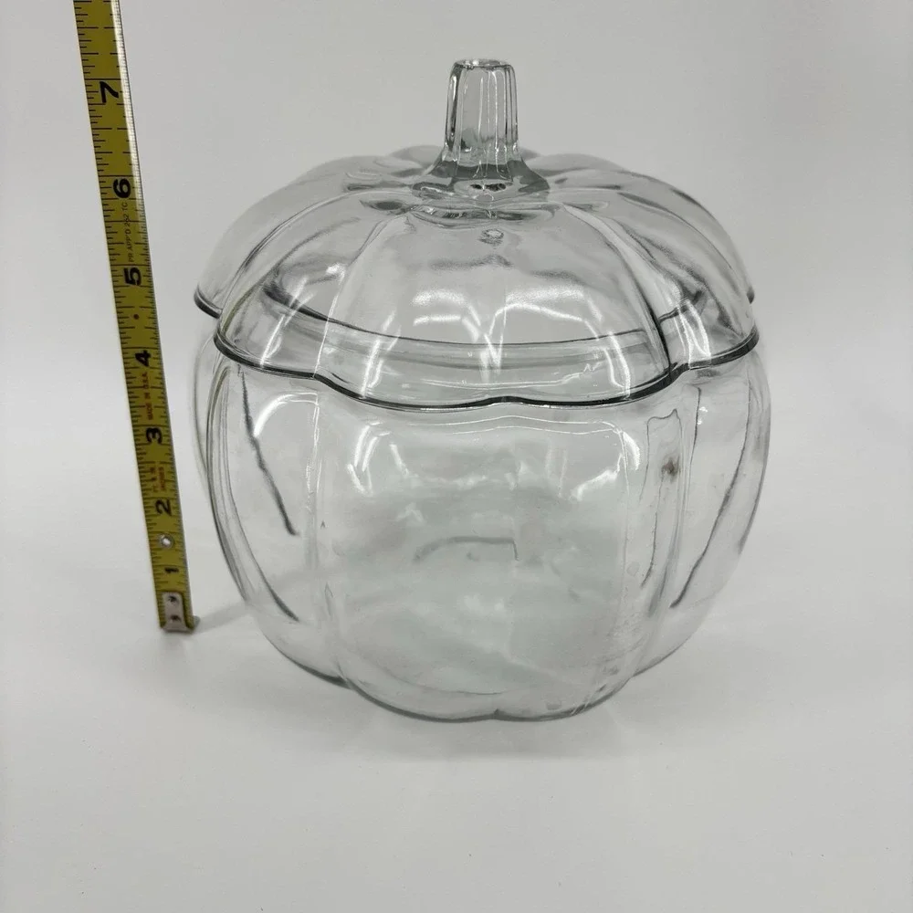 Anchor Hocking Glass Pumpkin Jar W/Lid 7.5